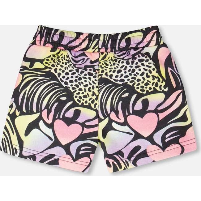 French Terry Shorts, Black With Multicolored Print - Shorts - 3