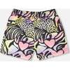 French Terry Shorts, Black With Multicolored Print - Shorts - 3