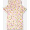 French Terry Hooded Dress, Pink Printed Daisies - Dresses - 3 - thumbnail