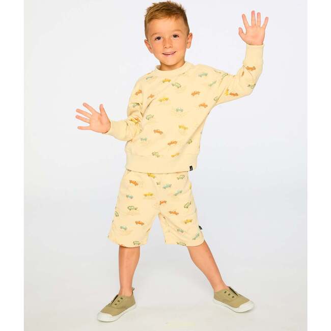 French Terry Shorts, Beige Jeeps Print - Shorts - 3