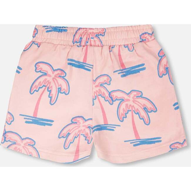 French Terry Shorts, Light Pink Palm Print - Shorts - 4