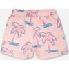 French Terry Shorts, Light Pink Palm Print - Shorts - 4