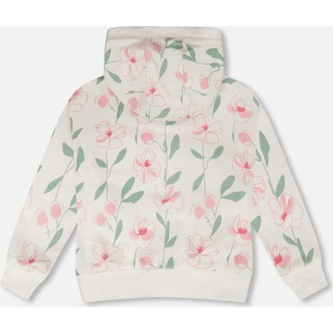 French Terry Hoodie, Off White Printed Flowers - Sweatshirts - 4