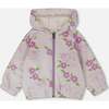 French Terry Hooded Cardigan, Lilac Snails Print - Sweatshirts - 1 - thumbnail