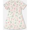 French Terry Dress, Off White Printed Flowers - Dresses - 3 - thumbnail