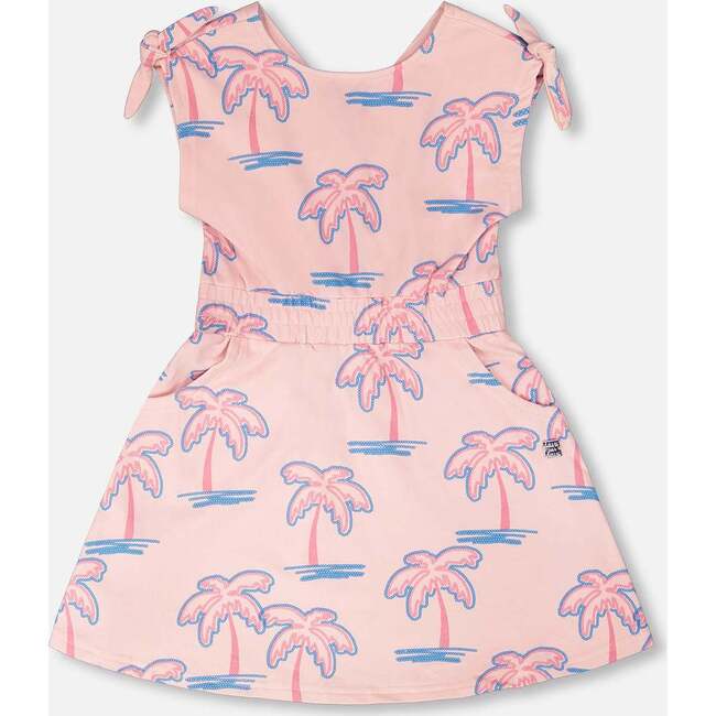 French Terry Dress, Light Pink Palm Print