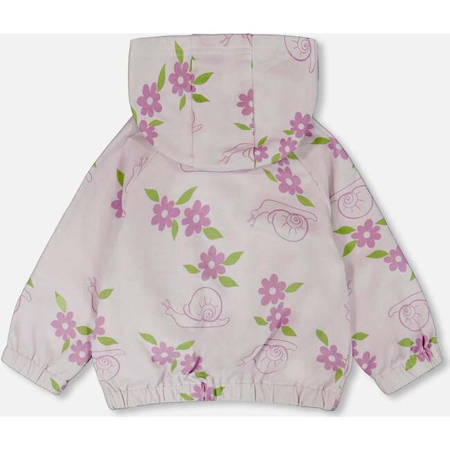 French Terry Hooded Cardigan, Lilac Snails Print - Sweatshirts - 4