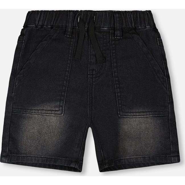 French Terry Denim Shorts, Denim Grey