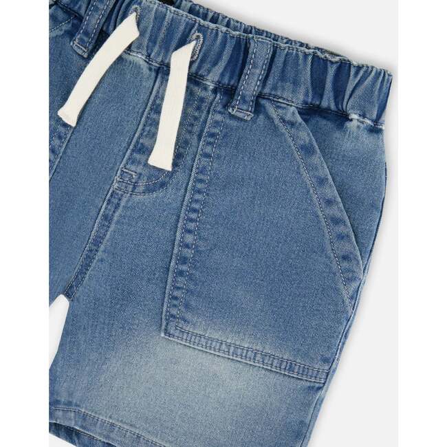 French Terry Denim Shorts, Light Blue Denim - Shorts - 5