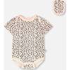 Evolutive Organic Cotton Jersey Onesie, Peach Animal Print - Onesies - 1 - thumbnail