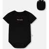 Evolutive Organic Cotton Jersey Onesie, Black - Onesies - 1 - thumbnail
