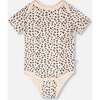 Evolutive Organic Cotton Jersey Onesie, Peach Animal Print - Onesies - 2