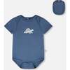 Evolutive Organic Cotton Jersey Onesie, Medium Blue - Onesies - 1 - thumbnail