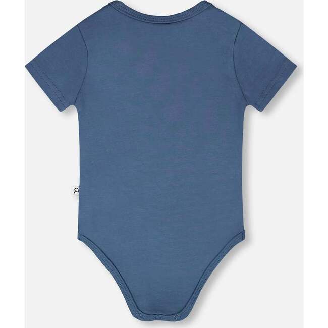 Evolutive Organic Cotton Jersey Onesie, Medium Blue - Onesies - 3