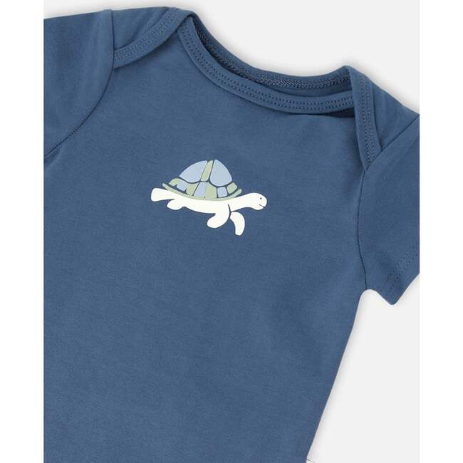 Evolutive Organic Cotton Jersey Onesie, Medium Blue - Onesies - 4