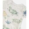 Evolutive Organic Cotton Jersey Onesie, Grey Mix Turtle Print - Onesies - 4