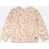 French Terry Sweatshirt, Pink Printed Daisies - Sweatshirts - 1 - thumbnail