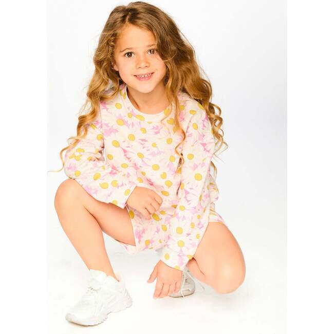 French Terry Sweatshirt, Pink Printed Daisies - Sweatshirts - 4
