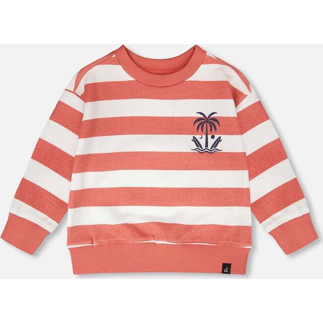 French Terry Sweatshirt, Brick And White Stripes