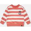 French Terry Sweatshirt, Brick And White Stripes - Sweatshirts - 1 - thumbnail