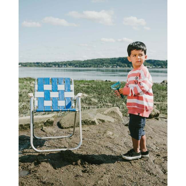 French Terry Sweatshirt, Brick And White Stripes
