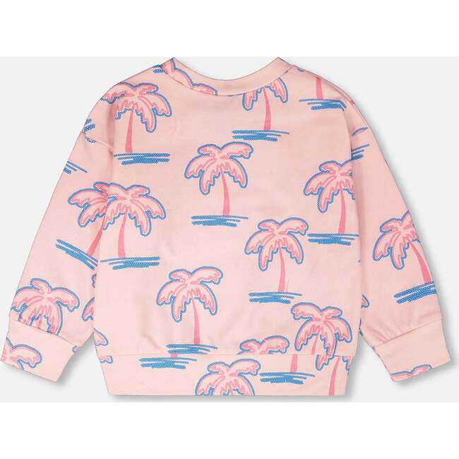 French Terry Sweatshirt, Light Pink Palm Print - Sweatshirts - 4