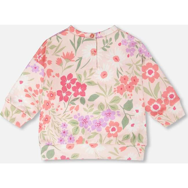 French Terry Sweatshirt, Pink Printed Flowers - Sweatshirts - 4
