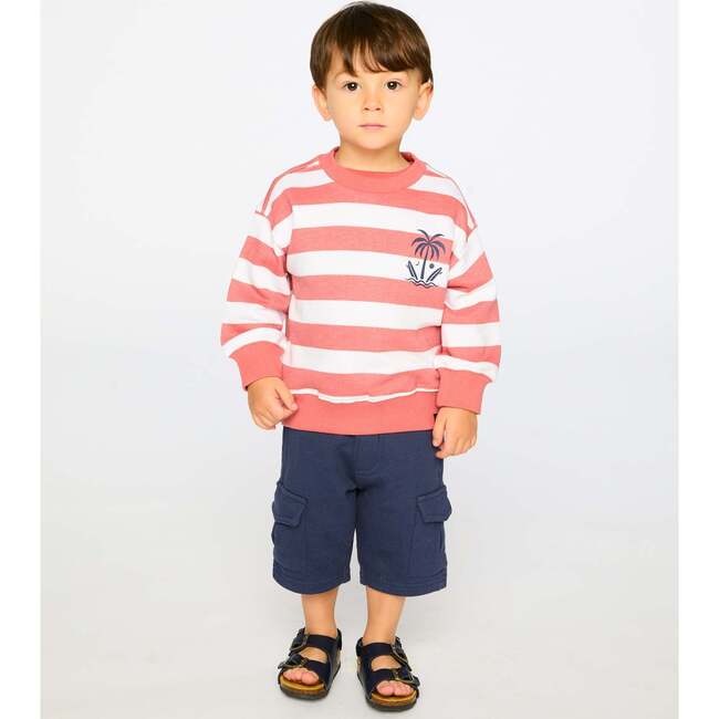 French Terry Sweatshirt, Brick And White Stripes - Sweatshirts - 3