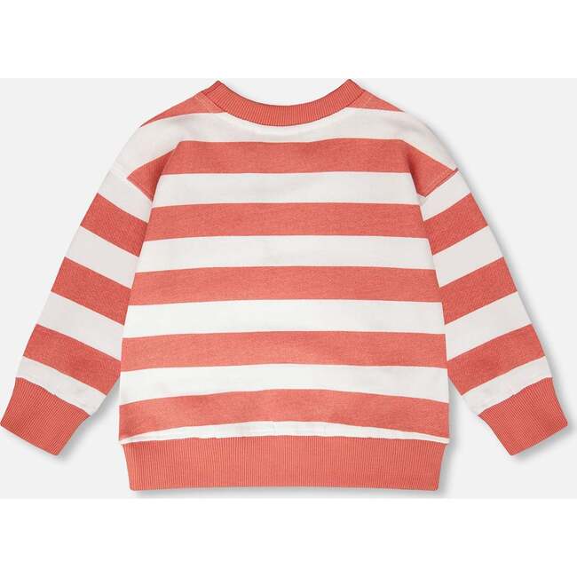 French Terry Sweatshirt, Brick And White Stripes - Sweatshirts - 4