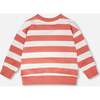 French Terry Sweatshirt, Brick And White Stripes - Sweatshirts - 4