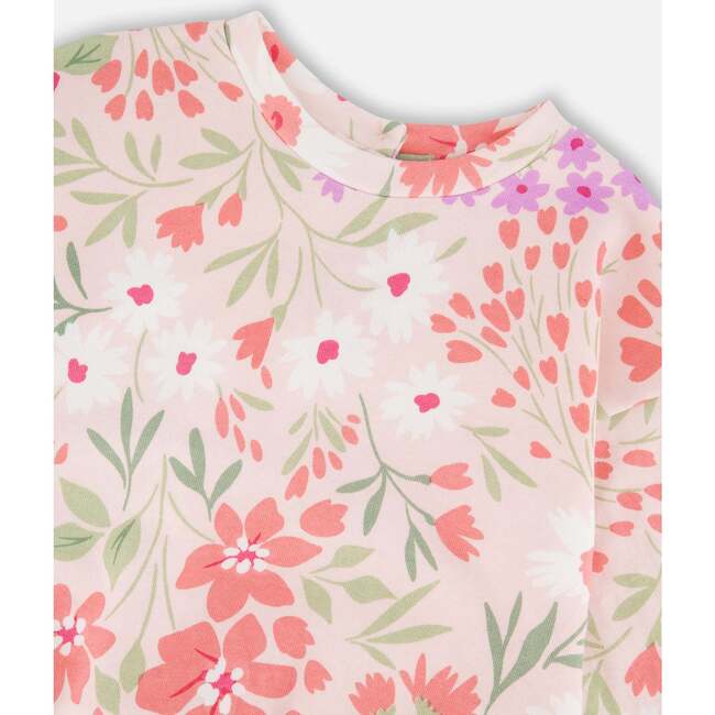 French Terry Sweatshirt, Pink Printed Flowers - Sweatshirts - 5