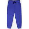 French Terry Sweatpants With Cross Seams, Royal Blue - Sweatpants - 1 - thumbnail