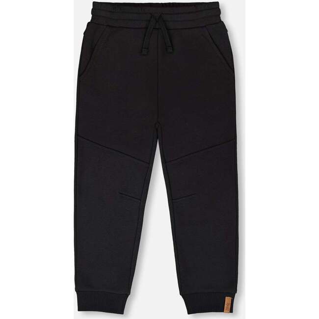 French Terry Sweatpants With Cross Seams, Black