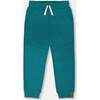 French Terry Sweatpants With Cross Seams, Dark Turquoise - Sweatpants - 1 - thumbnail