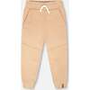 French Terry Sweatpants With Cross Seams, Beige - Sweatpants - 1 - thumbnail