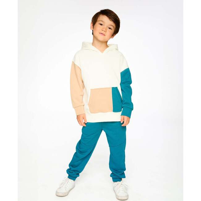 French Terry Sweatpants With Cross Seams, Dark Turquoise