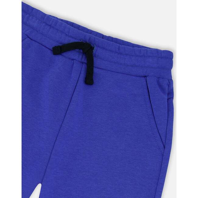 French Terry Sweatpants With Cross Seams, Royal Blue - Sweatpants - 4