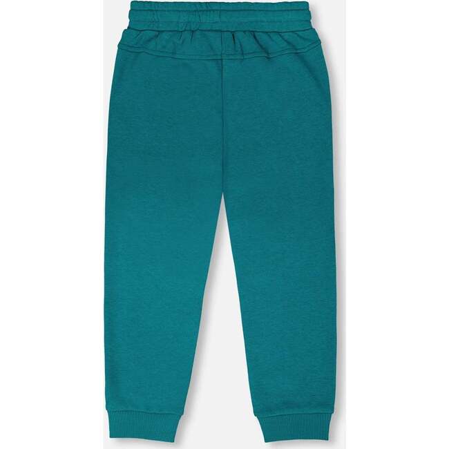 French Terry Sweatpants With Cross Seams, Dark Turquoise - Sweatpants - 3