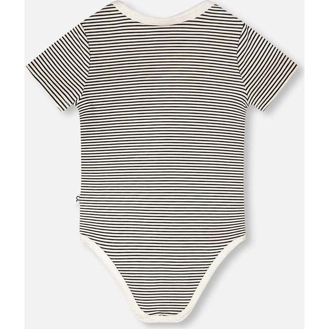 Evolutive Jersey Onesie, Black & Off White Stripes - Onesies - 3