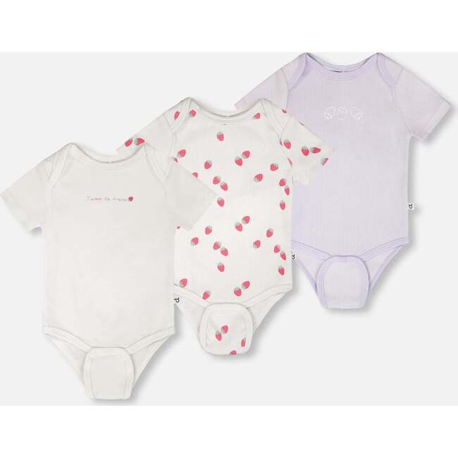 Evolutive Cotton Jersey 3 Pack Onesie, White