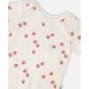 Evolutive Cotton Rib Jersey Onesie, White Printed Strawberries - Onesies - 4