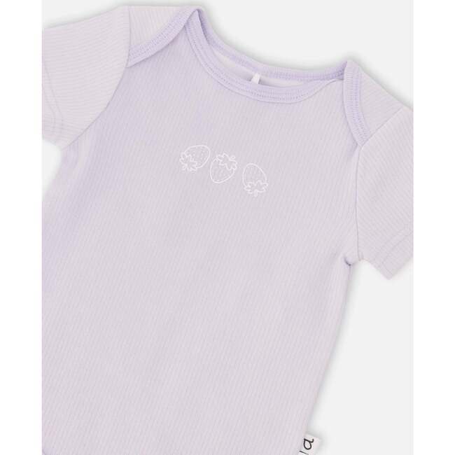 Evolutive Cotton Rib Jersey Onesie, Lilac - Onesies - 4
