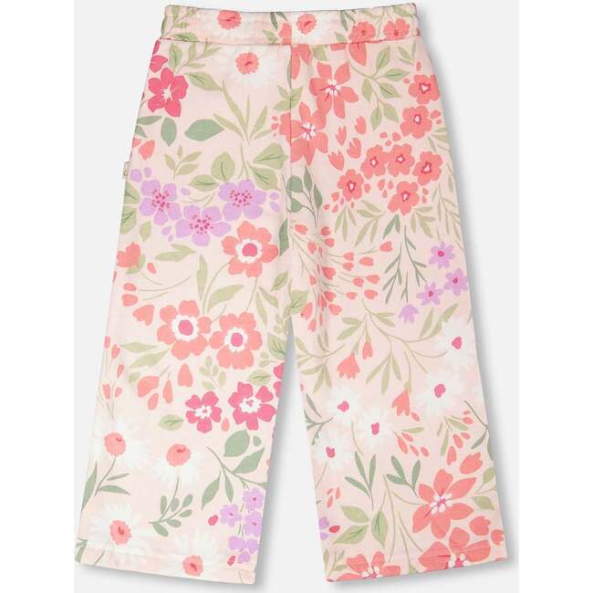French Terry Pants, Pink Printed Flowers - Sweatpants - 3