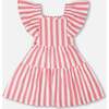 Crinkle Jersey Dress, White & Pink Stripes - Dresses - 1 - thumbnail