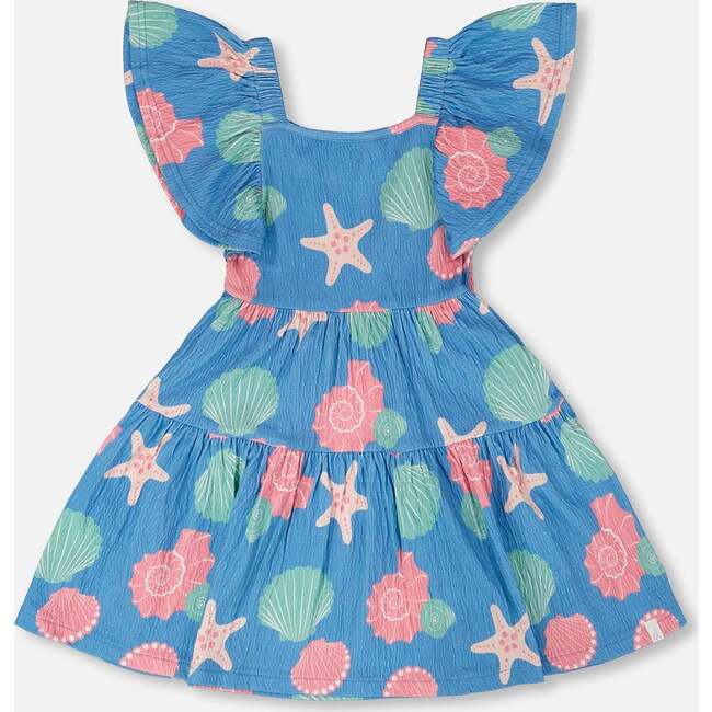 Crinkle Jersey Dress, Blue Seashell Print