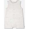 Cotton Striped Romper, White & Grey Stripes - Rompers - 1 - thumbnail