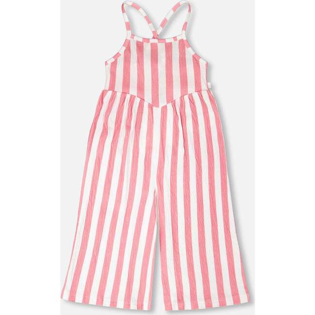 Crinkle Jersey Jumpsuit, White & Pink Stripes
