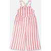 Crinkle Jersey Jumpsuit, White & Pink Stripes - Jumpsuits - 1 - thumbnail