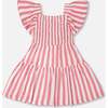 Crinkle Jersey Dress, White & Pink Stripes - Dresses - 3