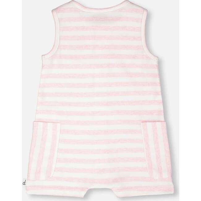 Cotton Striped Romper, White & Pink Stripes